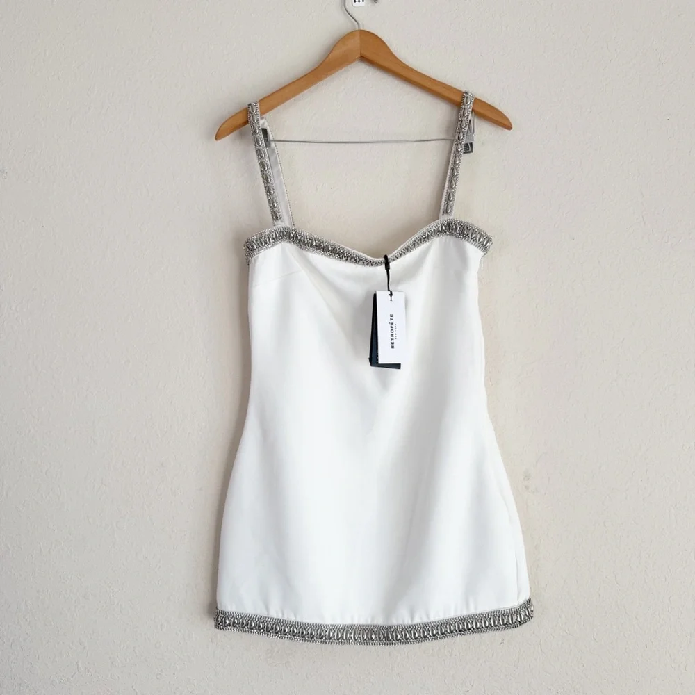 Retrofete Regina Shell White Mini Dress Size Medium - Picture 2 of 9